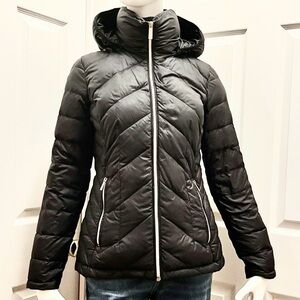 Michael Kors Black Packable Down Puffer Jacket Hooded Size Small